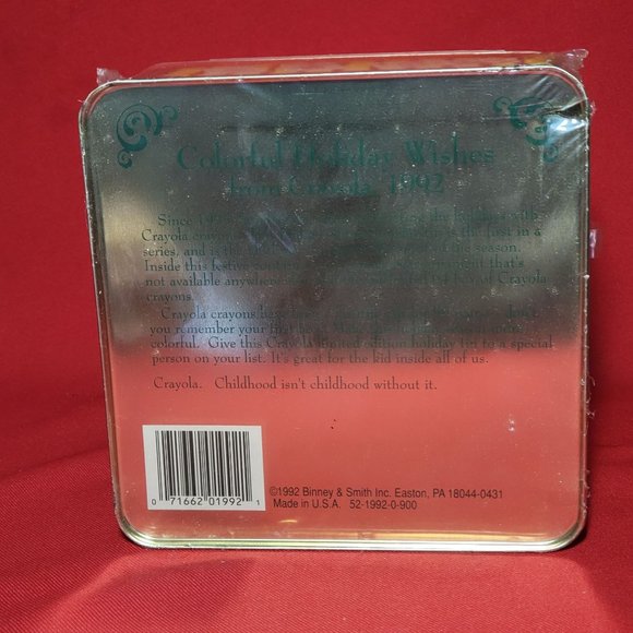 1992 Crayola Collectible Holiday Tin Sealed 64 Crayons Christmas Ornament Tin Bo - Picture 10 of 11